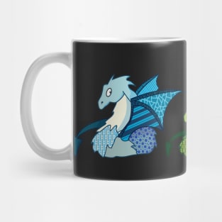 Multicolored dragons in single file Mug